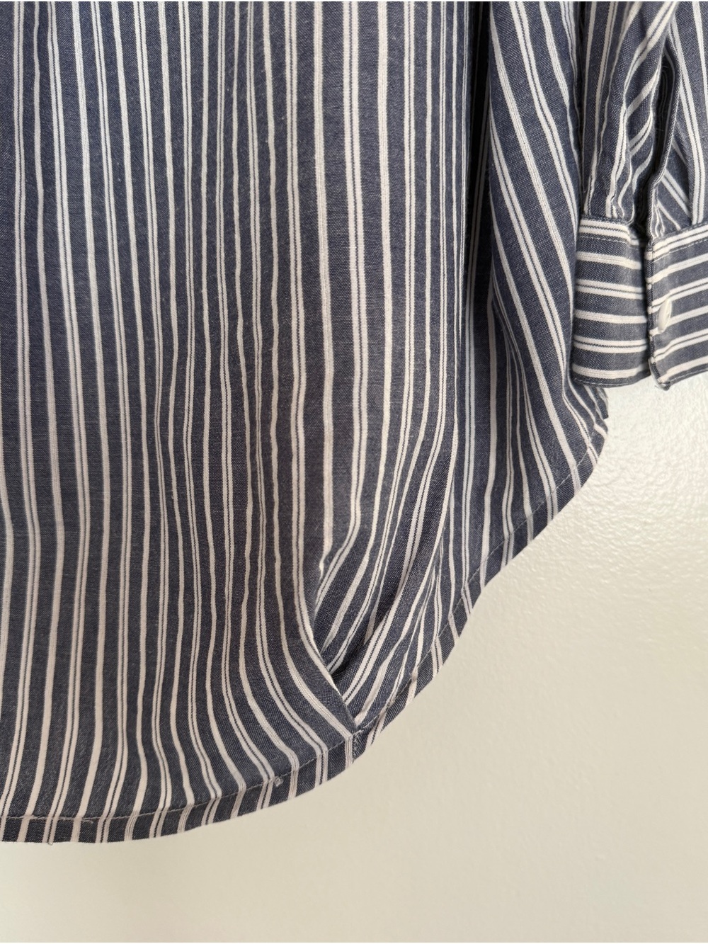 French Connection Women’s Blue and White Dolman-Sleeve Striped Shirt - Picture 10 of 10